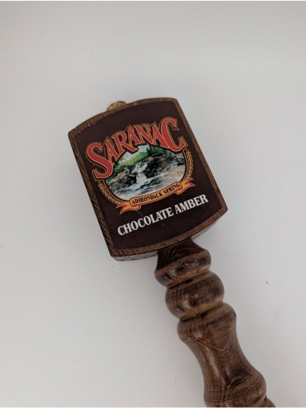 SARANAC Chocolate Amber Tap Handle Dark Brown Wood 8" Adirondack Spring Bar - Picture 4 of 6